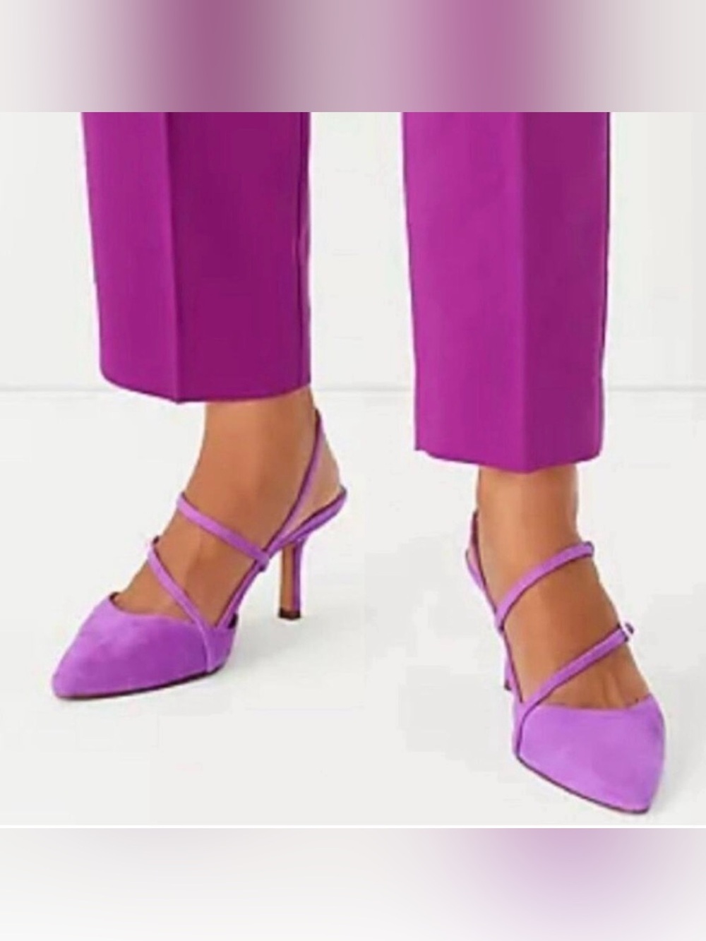 Ann Taylor Women's Lilac Strappy Pointed-Toe Heels